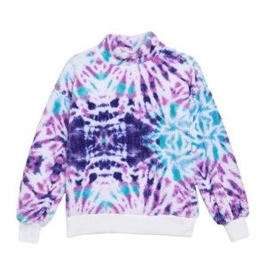 Poof! Tie Dye Teddy Fleece Half Zip Pullover